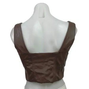 Princess Polly Brown Faux Leather Vegan Sleeveless Bustier Corset Crop Top Sz 8 thumbnail 3