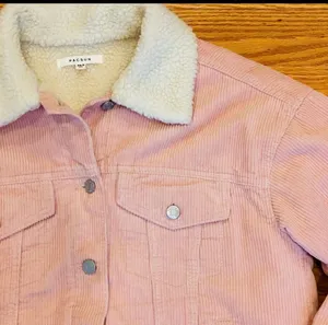 PacSun Pink Corduroy Sherpa Lined Trucker Jacket Faux Fur Oversized XS S thumbnail 4