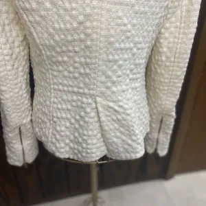 Zara Wool Blend Zip Front Textured Blazer Medium Winter White thumbnail 10