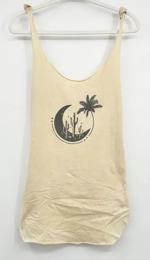 Barefoot Blonde Womens Desert Moon Graphic Boho Coastal Beach‎ Tunic Tank Top XS thumbnail 1
