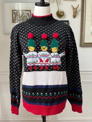 Vintage 90s Jordache Novelty Sweater Applique Embroidered Mock Neck Sweater M thumbnail 1