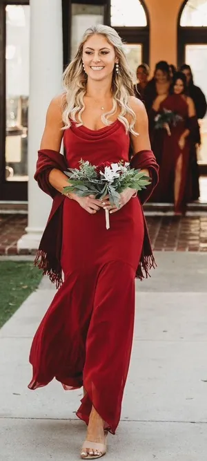 Azazie Burgundy Bridesmaid Dress thumbnail 1
