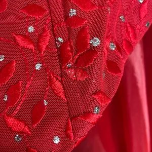 Vintage Y2K Prom Dress Corset Back Glitter Red Lace Attached Top Skirt Lace-Up thumbnail 10