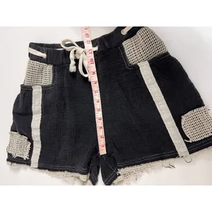 POL Black Cotton Crochet Trim Shorts Size Small Boho Drawstring Pockets thumbnail 7