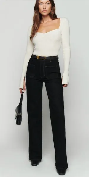 Reformation Jeans Alyssa High Rise Wide Leg Long Jeans thumbnail 1