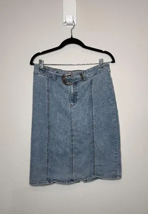 Apple Bottoms Vintage Y2K Denim Jean Skirt with Silver Belt Buckle thumbnail 1