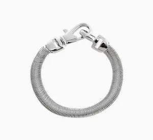 ADINA EDEN SS925 Sterling Solid Large Clasp Wide Snake Chain Bracelet thumbnail 2