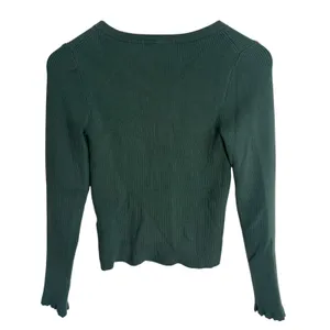 Boden Forest Green Ribbed Sweetheart Cardigan Scalloped Cuff Sweater US 6 UK 10 thumbnail 5