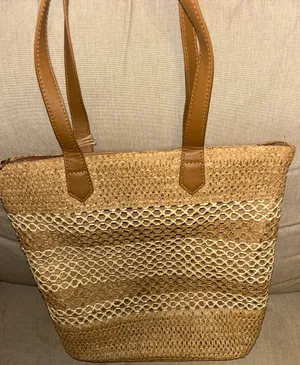 Tan Woven shoulder purse thumbnail 1