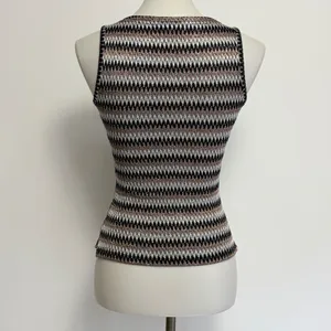 A. Byer Knit Tank Top M Black Grey Zigzag Chevron Metallic Y2K Indie Glitz Lurex thumbnail 5