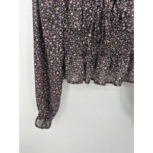 She +‎ Sky Womens Floral Smocked Peasant Crop Top Sz S Boho Cottagecore Festival thumbnail 4