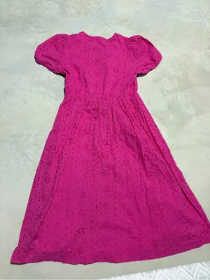 J. Crew women’s Fuchsia pink Eyelet Dress with Puff Sleeves 10 thumbnail 10