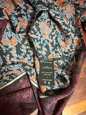 ASTR The Label Bohemian Peasant Tie Neck Smocked Cuffs Floral Blouse Prairie thumbnail 4