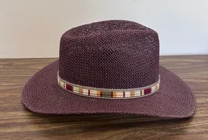 Outback Trading Co Botany Bay Plum Purple Straw Western Cowboy Hat Concho Band thumbnail 1