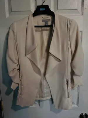 Women's H&M Draped Open Blazer Ivory Jacket thumbnail 1