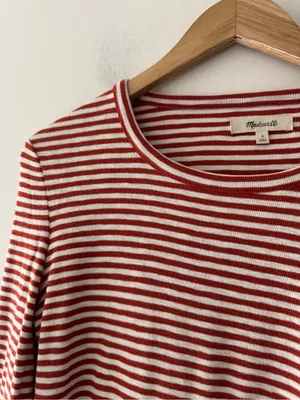 Madewell‎ Stripe Long Sleeve Knit Top Button Detail Sleeve thumbnail 2