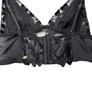 Victoria's Secret Unlined Floral Embroidered Longline Bralette Black Size M NWT thumbnail 7