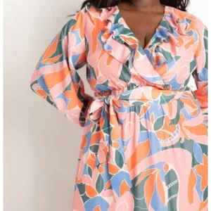 Eloquii Maxi Dress Tropical Vacation Cruise Beach Pool Colorful‎ Size 16 Floral thumbnail 2