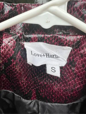 New Y2K 2000s style pleather snakeskin burgundy belted motorcycle jacket S nwot thumbnail 7