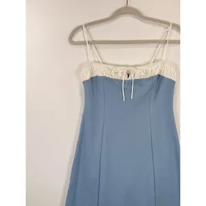 Reformation Mini Dress Blue Sadie Knit Cami Two Tone Organic Cotton Stretch XS thumbnail 5