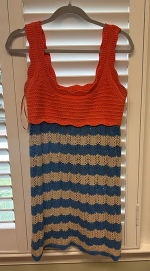 Zara crochet dress orange and blue thumbnail 1