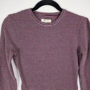 Madewell Long Sleeve Bodysuit Top Crewneck Striped Red Navy White Size M thumbnail 4