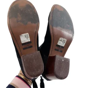 TOMS Gray Ankle Heels Boots Sz 9 Zip‎ Back Tassel Women's thumbnail 8