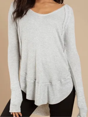 We The Free Free People Catalina Thermal Long Sleeve Grey Large thumbnail 1