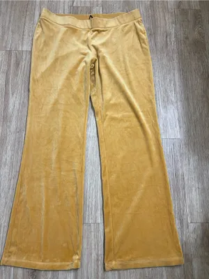 Juicy Couture Mustard Yellow Velour Wide-Leg thumbnail 1