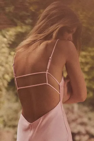 Zara Pink Satin Slip maxi Dress evening party cocktail wedding thumbnail 6