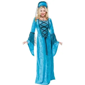 Charades Renaissance Queen Costume Blue Velvet Gown and Headpiece NEW IN PACKAGE thumbnail 15