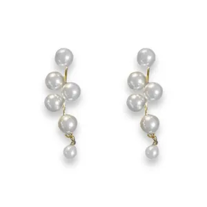 Elegant White Pearl Dangle Drop Earrings for Women thumbnail 1