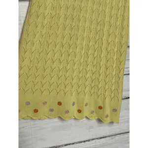 Free People Knit Mini Slip Dress Small Yellow Floral thumbnail 3