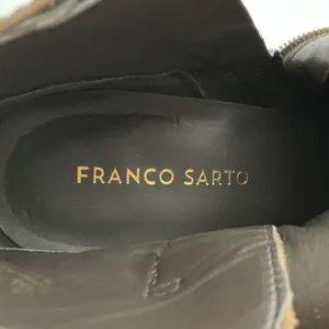 Franco‎ Sarto Dotty Brown Ankle Boots Leather Wrap Buckle Block Heel 9.5M thumbnail 9