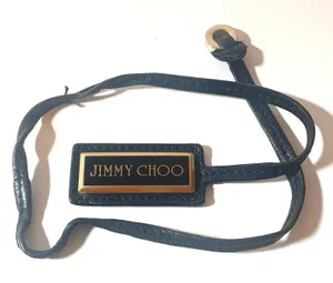 Jimmy Choo Bag Charm Black Leather Gold Logo Tag thumbnail 1