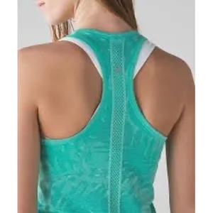 Lululemon Swiftly‎ Tech Racerback Tank Top Palm Frond Teal Green Size 6 EUC thumbnail 2