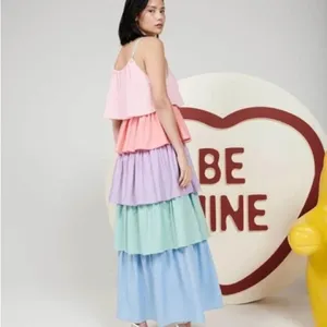 NWT Olivia Rubin Pastels Tiered‎ Sleeveless Maxi Dress Size 6 thumbnail 2