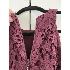 Lulus Love Poem Burgundy‎ Crochet Lace Halter Dress Mini Romancore NWT Small thumbnail 4