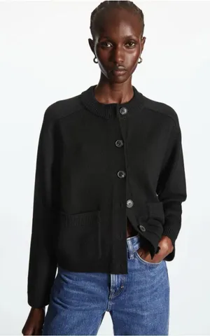 COS Cropped Wool Cardigan black Sz Small thumbnail 1