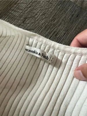 Abercrombie & Fitch Off-White Ribbed Wrap Crop Top thumbnail 9