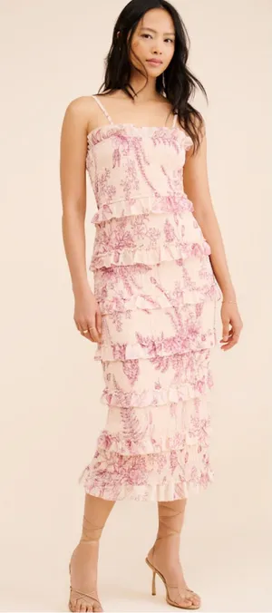 Anthropologie Let Me Be Tiered Floral Midi Dress thumbnail 1