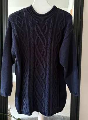 LAURA ASHLEY Cable Knit Navy Sweater thumbnail 1