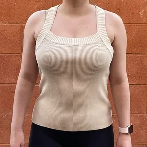 H&M Beige Knitlike Racerback Tank Top thumbnail 1