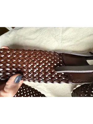 Talbots Brown Woven Leather Adjustable Belt Size Small thumbnail 8
