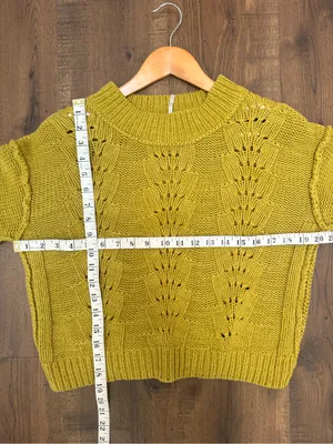 Free People Bell Song Pullover Jumper‎ Sweater Knit Green size Small thumbnail 6