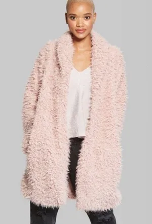 Wild Fable Dusty Rose Teddy Coat thumbnail 1
