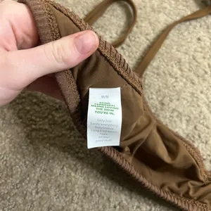Aerie Women’s Medium Crinkle Halter Voop Bikini Top-Dark Brown thumbnail 6