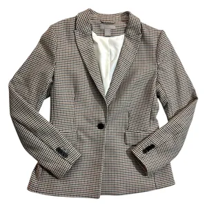 H&M Blazer Jacket Houndstooth Brown Fitted 1 Button Academia Small Fall $49 thumbnail 1