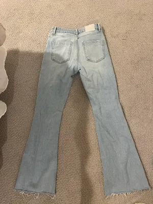 ZARA Wide Leg / Flare Fringe Hem Jeans thumbnail 2