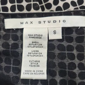Max Studio Black Print Mesh Empire Waist Dress Size Small Graphic Print Dress thumbnail 7